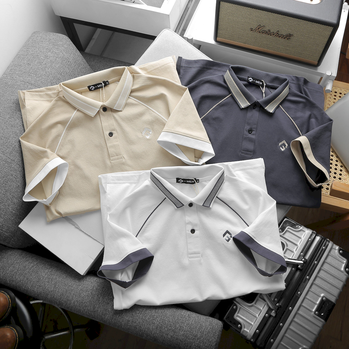 Kho sỉ áo Thun Nam Cổ Bẻ Thêu Nổi Logo Rubik (Có size 3x)