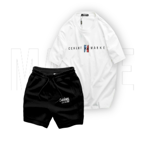 Set Bộ Nam Quần Short Thun Áo Cổ Tròn Ovesize In Chữ CEKLHT MARKET