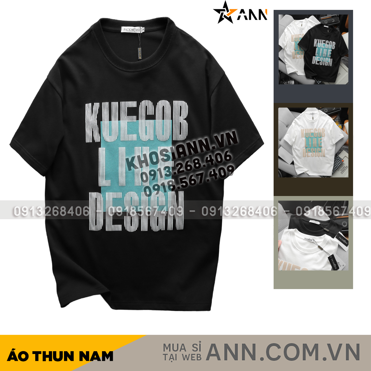 Áo Thun Nam Cổ Tròn Pack Horse Oversize In Chữ Sọc Big Size 110kg