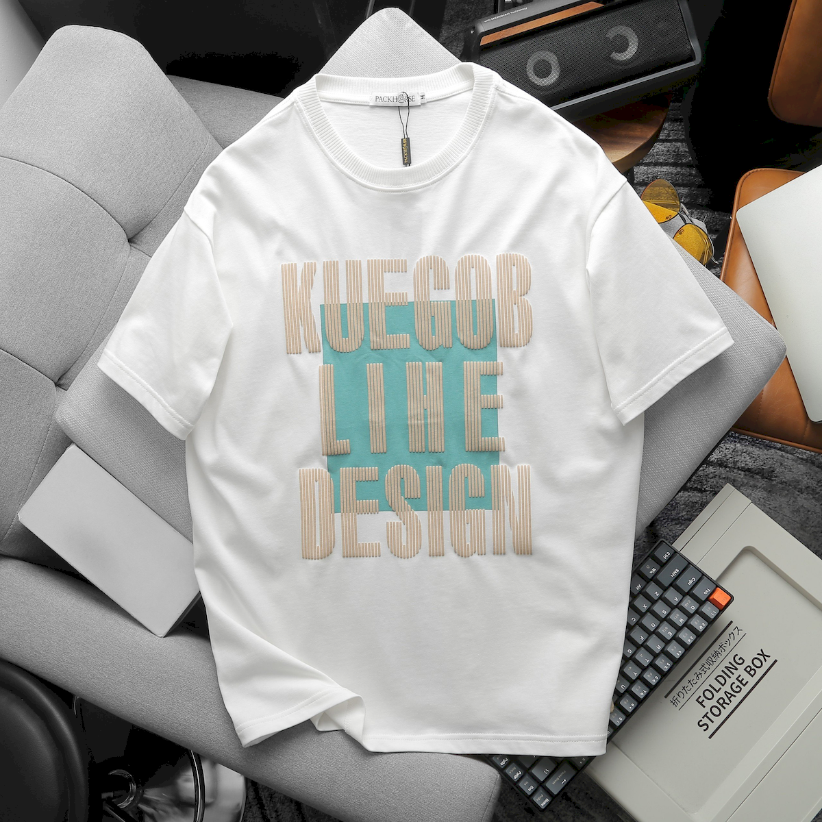 Áo Thun Nam Cổ Tròn Pack Horse Oversize In Chữ Sọc Big Size 110kg