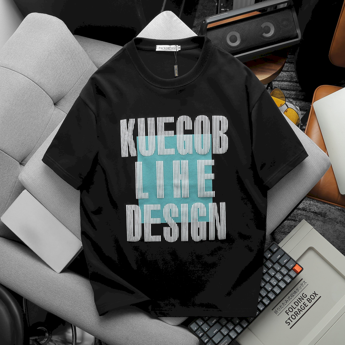 Áo Thun Nam Cổ Tròn Pack Horse Oversize In Chữ Sọc Big Size 110kg