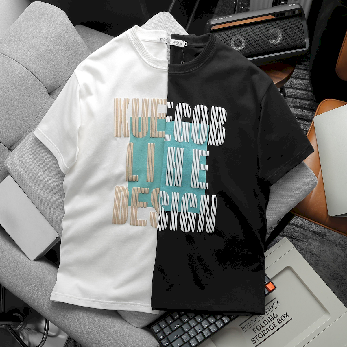 Áo Thun Nam Cổ Tròn Pack Horse Oversize In Chữ Sọc Big Size 110kg