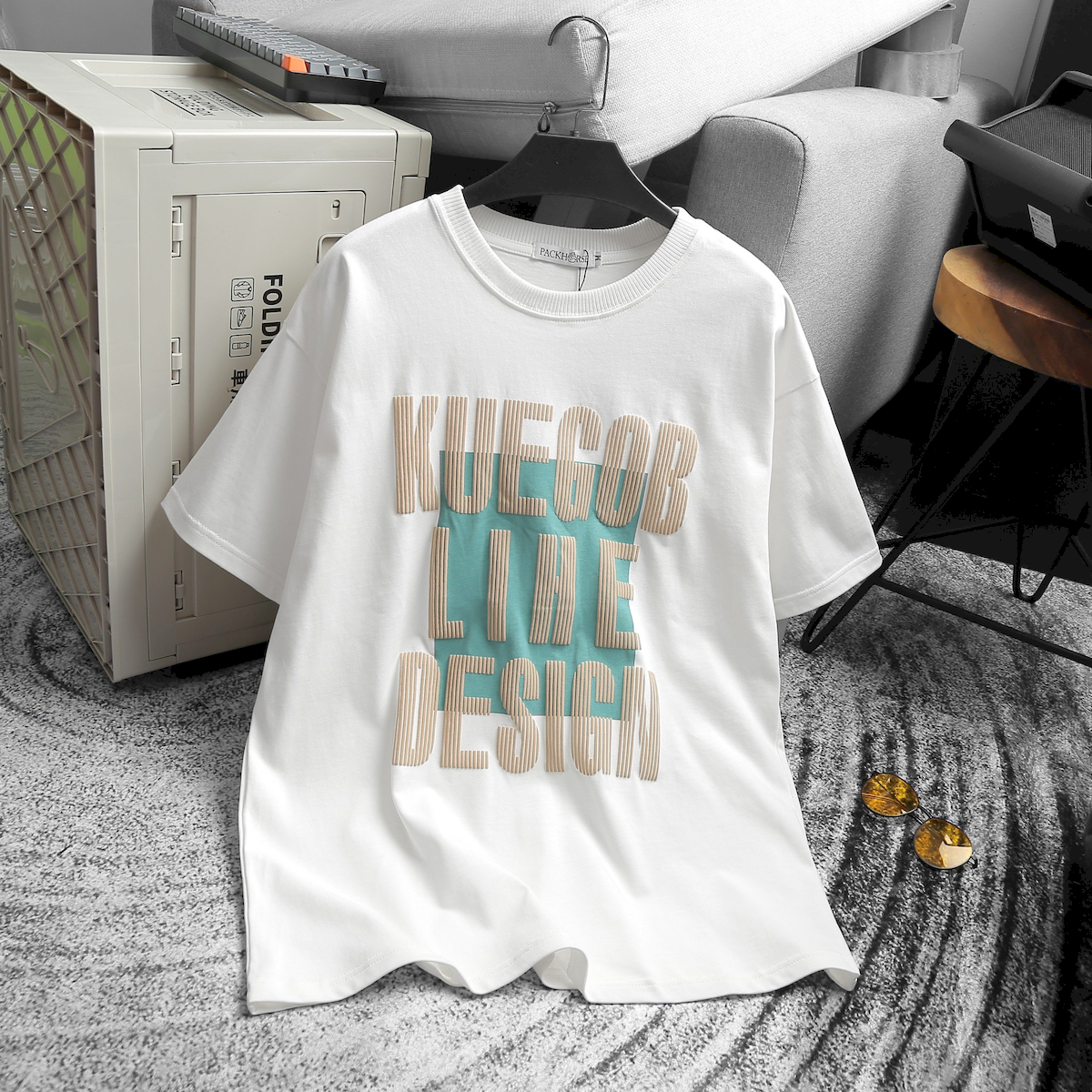 Áo Thun Nam Cổ Tròn Pack Horse Oversize In Chữ Sọc Big Size 110kg