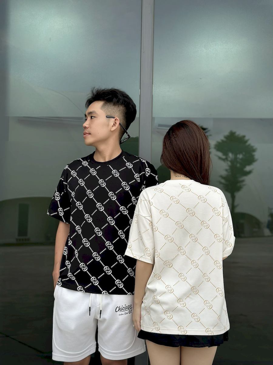 Áo Thun Cặp Nam Nữ Cổ Tròn Pack Horse In Chữ AA