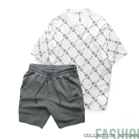 Set Bộ Nam Áo Cổ Tròn Pack Horse In Chữ AA Quần Short Thun Thể Thao