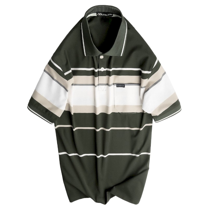 Kho sỉ áo Thun Sọc Nam Trung Niên Cổ Bẻ Có Túi Thun Cotton Cao Cấp (Có size 3x)