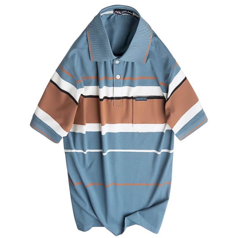 Kho sỉ áo Thun Sọc Nam Trung Niên Cổ Bẻ Có Túi Thun Cotton Cao Cấp (Có size 3x)