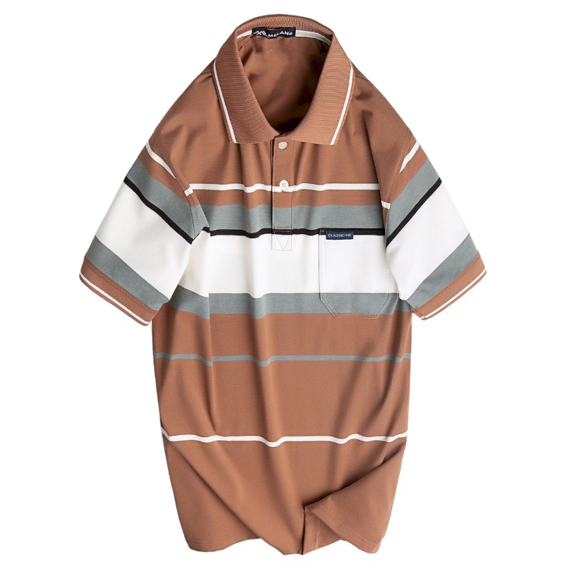 Kho sỉ áo Thun Sọc Nam Trung Niên Cổ Bẻ Có Túi Thun Cotton Cao Cấp (Có size 3x)