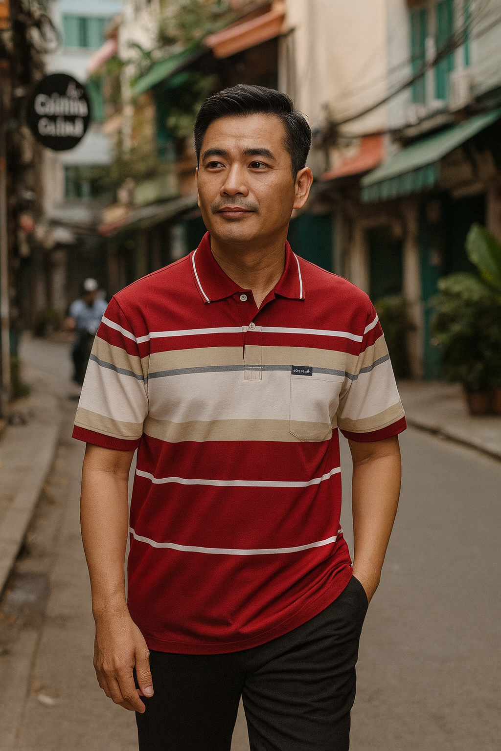 Kho sỉ áo Thun Sọc Nam Trung Niên Cổ Bẻ Có Túi Thun Cotton Cao Cấp (Có size 3x)