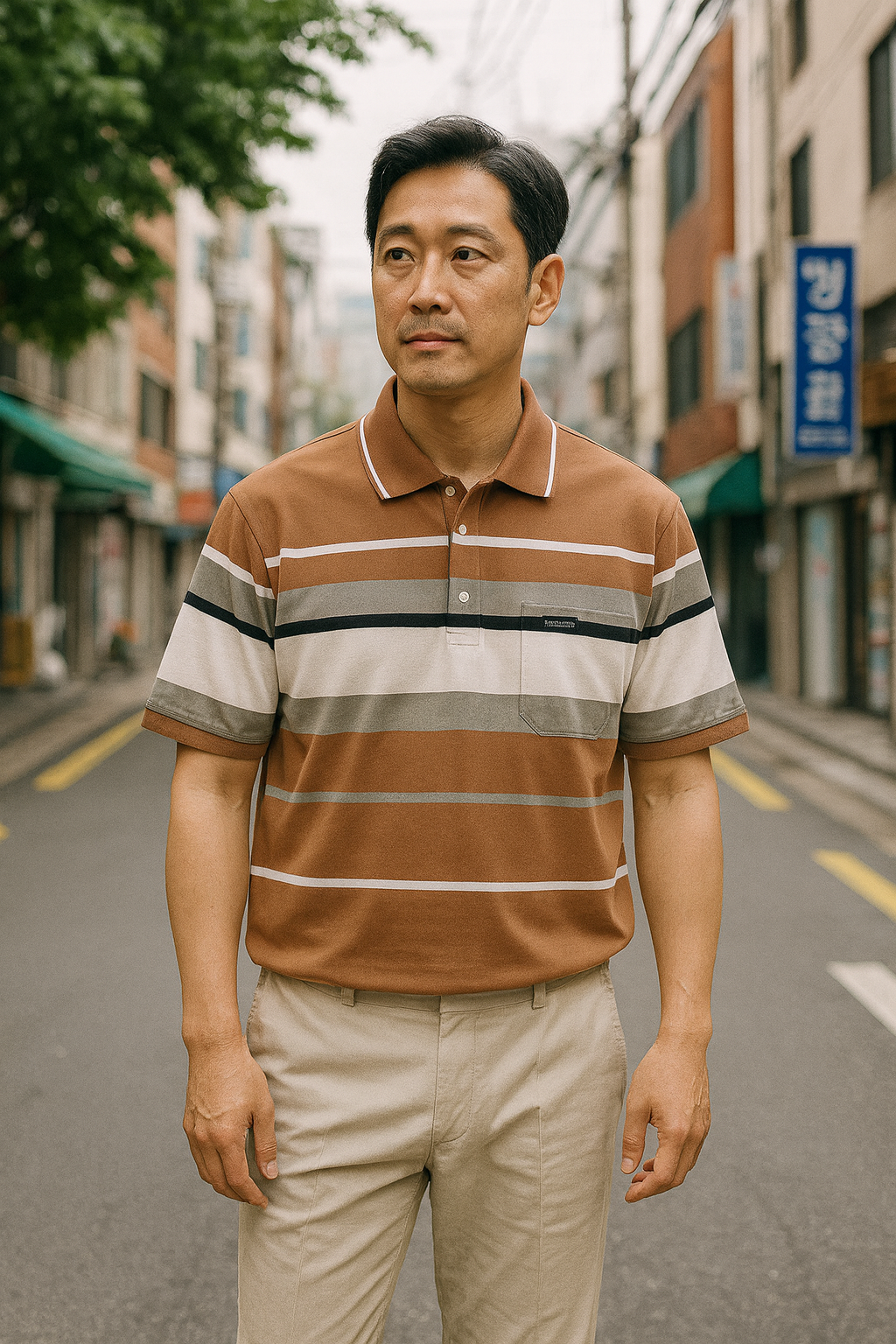 Kho sỉ áo Thun Sọc Nam Trung Niên Cổ Bẻ Có Túi Thun Cotton Cao Cấp (Có size 3x)