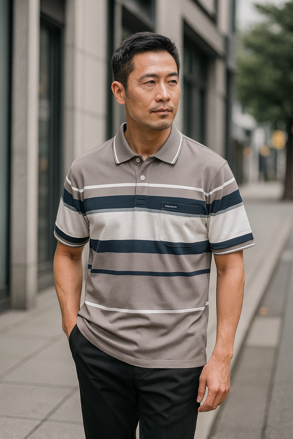 Kho sỉ áo Thun Sọc Nam Trung Niên Cổ Bẻ Có Túi Thun Cotton Cao Cấp (Có size 3x)