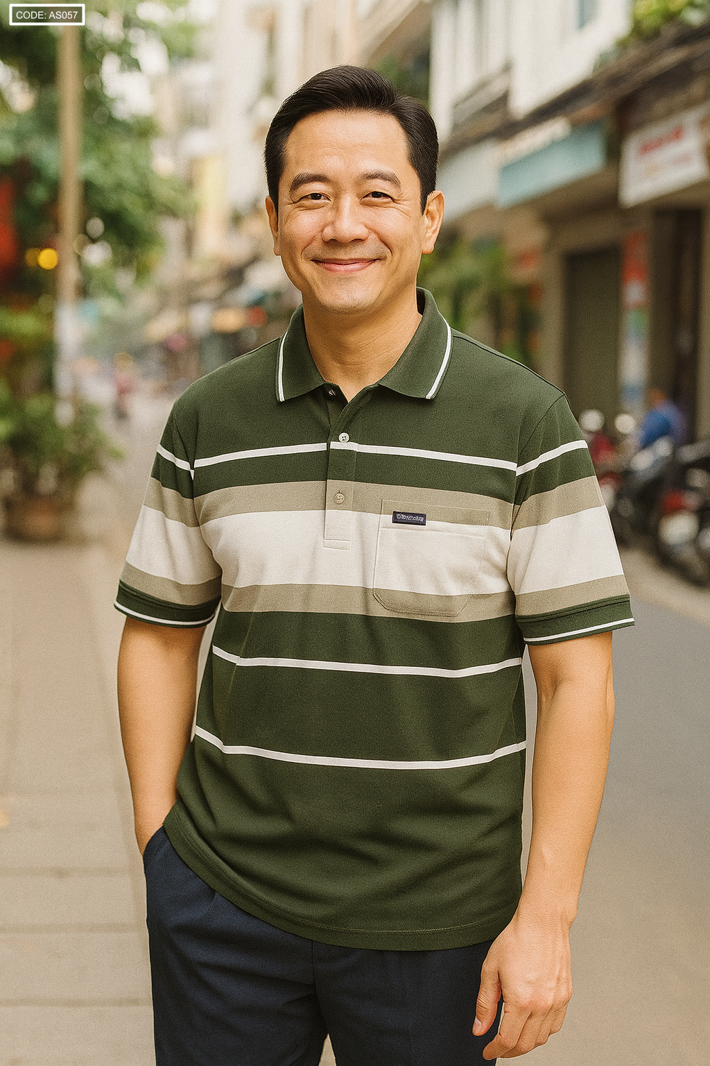 Kho sỉ áo Thun Sọc Nam Trung Niên Cổ Bẻ Có Túi Thun Cotton Cao Cấp (Có size 3x)