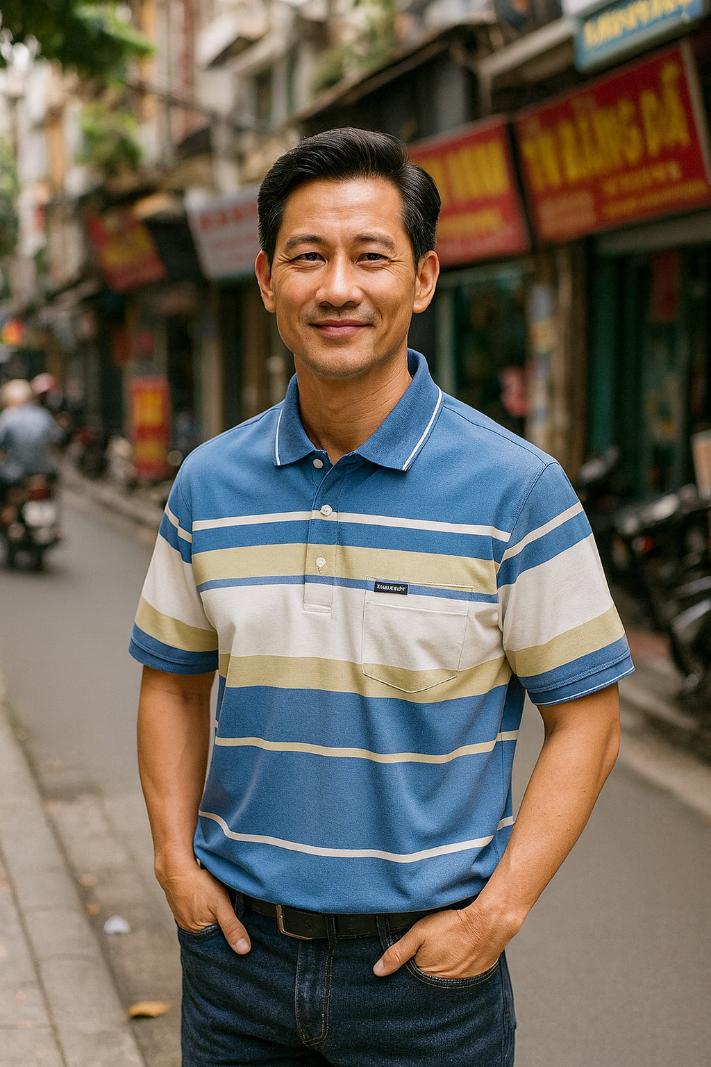 Kho sỉ áo Thun Sọc Nam Trung Niên Cổ Bẻ Có Túi Thun Cotton Cao Cấp (Có size 3x)