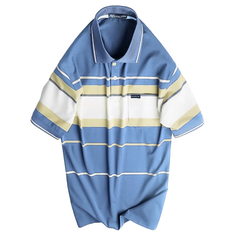 Kho sỉ áo Thun Sọc Nam Trung Niên Cổ Bẻ Có Túi Thun Cotton Cao Cấp (Có size 3x)