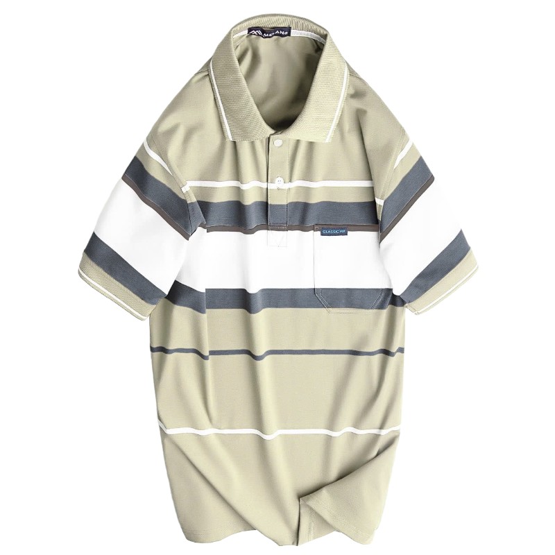 Kho sỉ áo Thun Sọc Nam Trung Niên Cổ Bẻ Có Túi Thun Cotton Cao Cấp (Có size 3x)