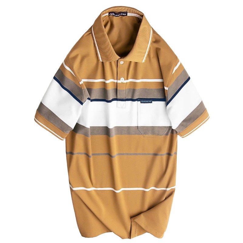 Kho sỉ áo Thun Sọc Nam Trung Niên Cổ Bẻ Có Túi Thun Cotton Cao Cấp (Có size 3x)