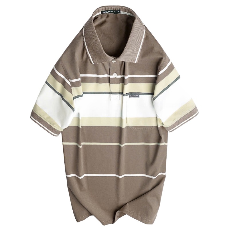 Kho sỉ áo Thun Sọc Nam Trung Niên Cổ Bẻ Có Túi Thun Cotton Cao Cấp (Có size 3x)