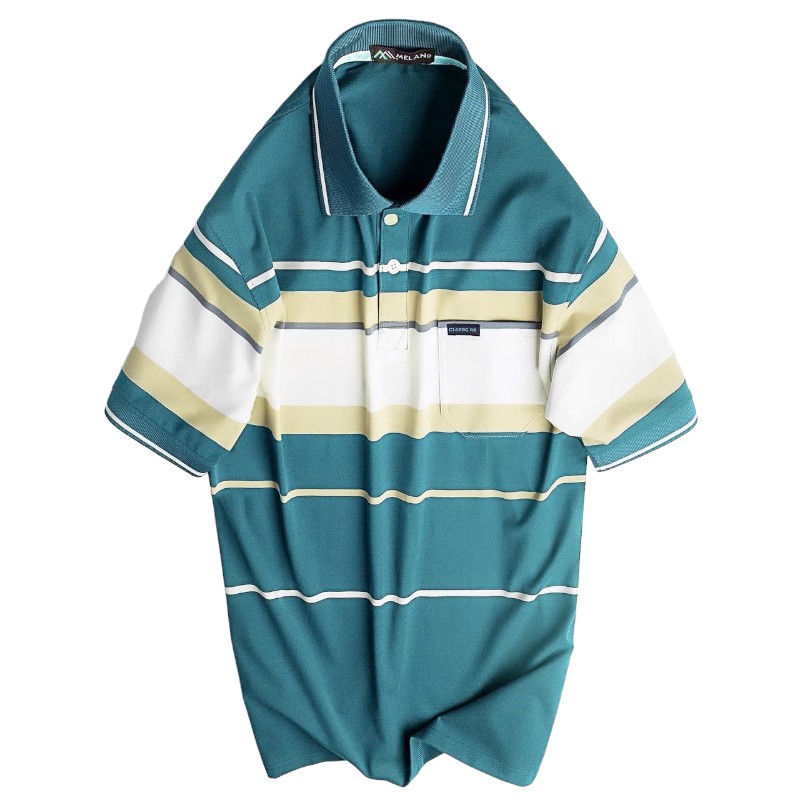 Kho sỉ áo Thun Sọc Nam Trung Niên Cổ Bẻ Có Túi Thun Cotton Cao Cấp (Có size 3x)