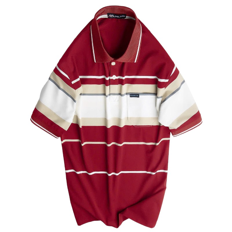 Kho sỉ áo Thun Sọc Nam Trung Niên Cổ Bẻ Có Túi Thun Cotton Cao Cấp (Có size 3x)