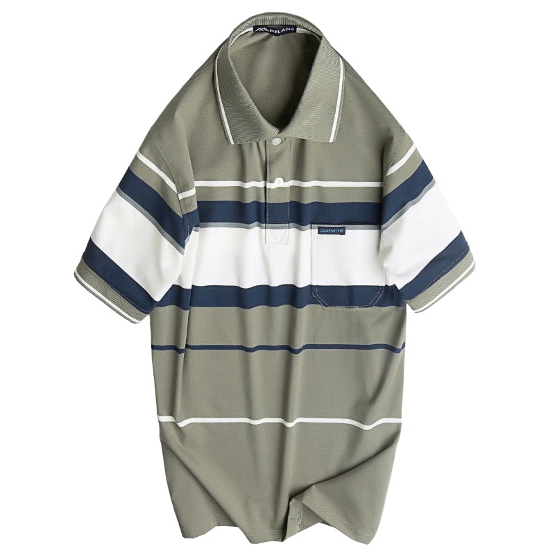 Kho sỉ áo Thun Sọc Nam Trung Niên Cổ Bẻ Có Túi Thun Cotton Cao Cấp (Có size 3x)