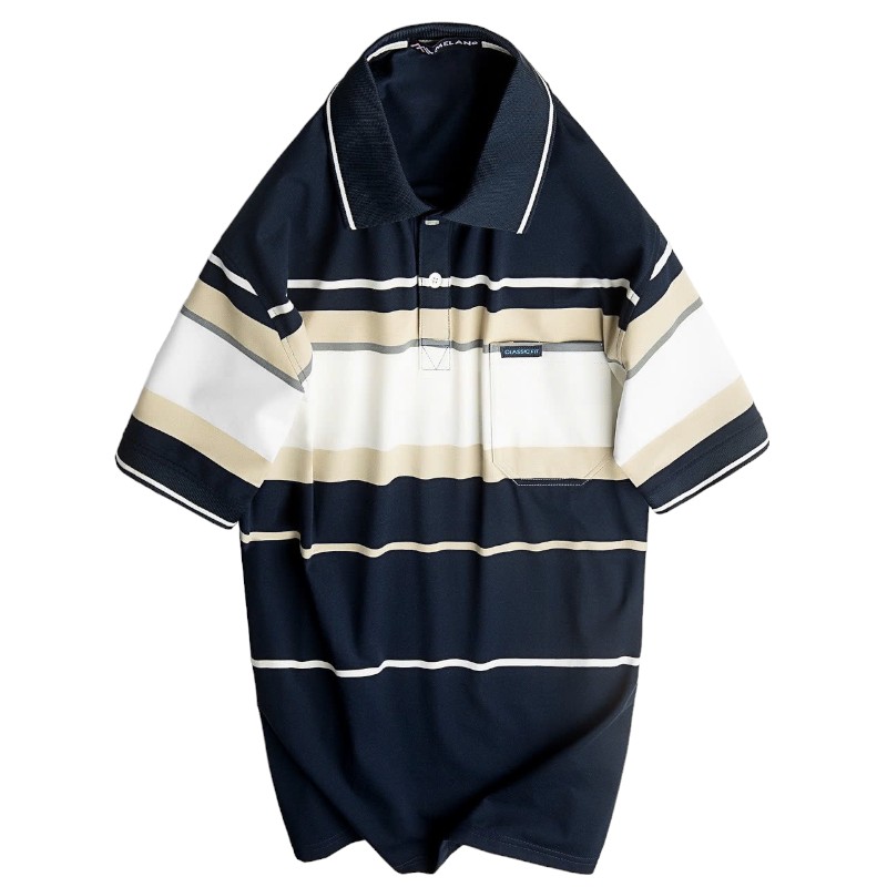 Kho sỉ áo Thun Sọc Nam Trung Niên Cổ Bẻ Có Túi Thun Cotton Cao Cấp (Có size 3x)