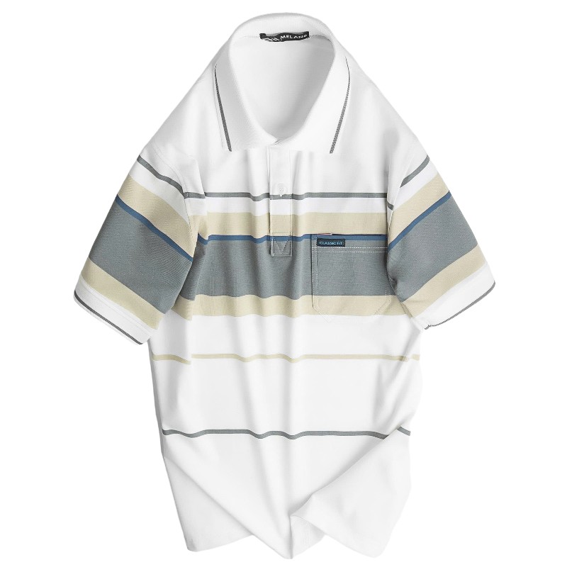 Kho sỉ áo Thun Sọc Nam Trung Niên Cổ Bẻ Có Túi Thun Cotton Cao Cấp (Có size 3x)