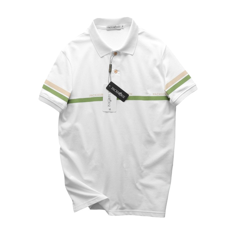 Áo Thun Nam Cổ Bẻ Pack Horse Viền 2 Sọc (Có Size 3x)