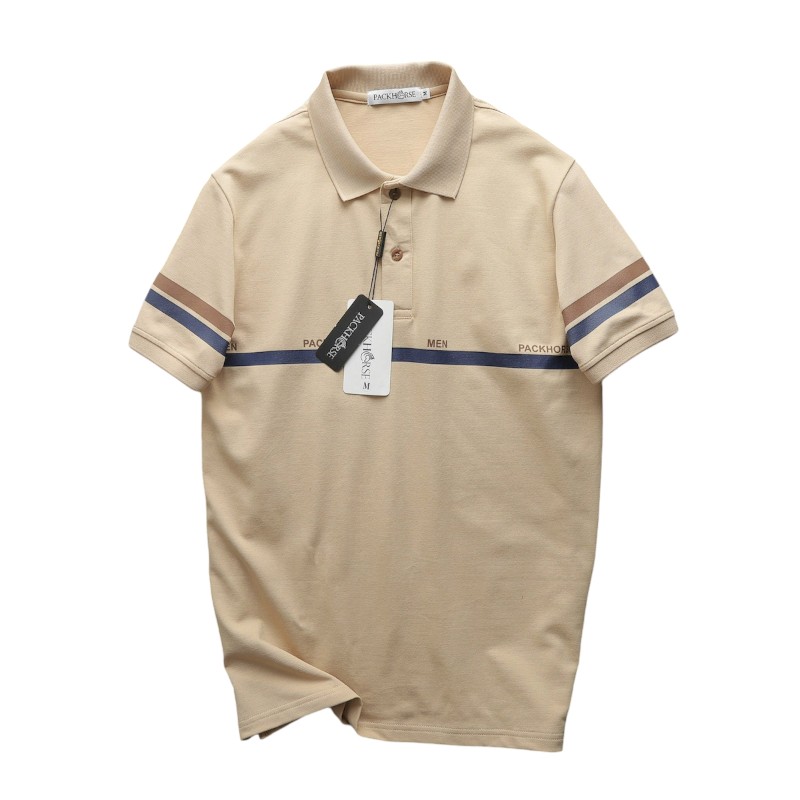 Áo Thun Nam Cổ Bẻ Pack Horse Viền 2 Sọc (Có Size 3x)
