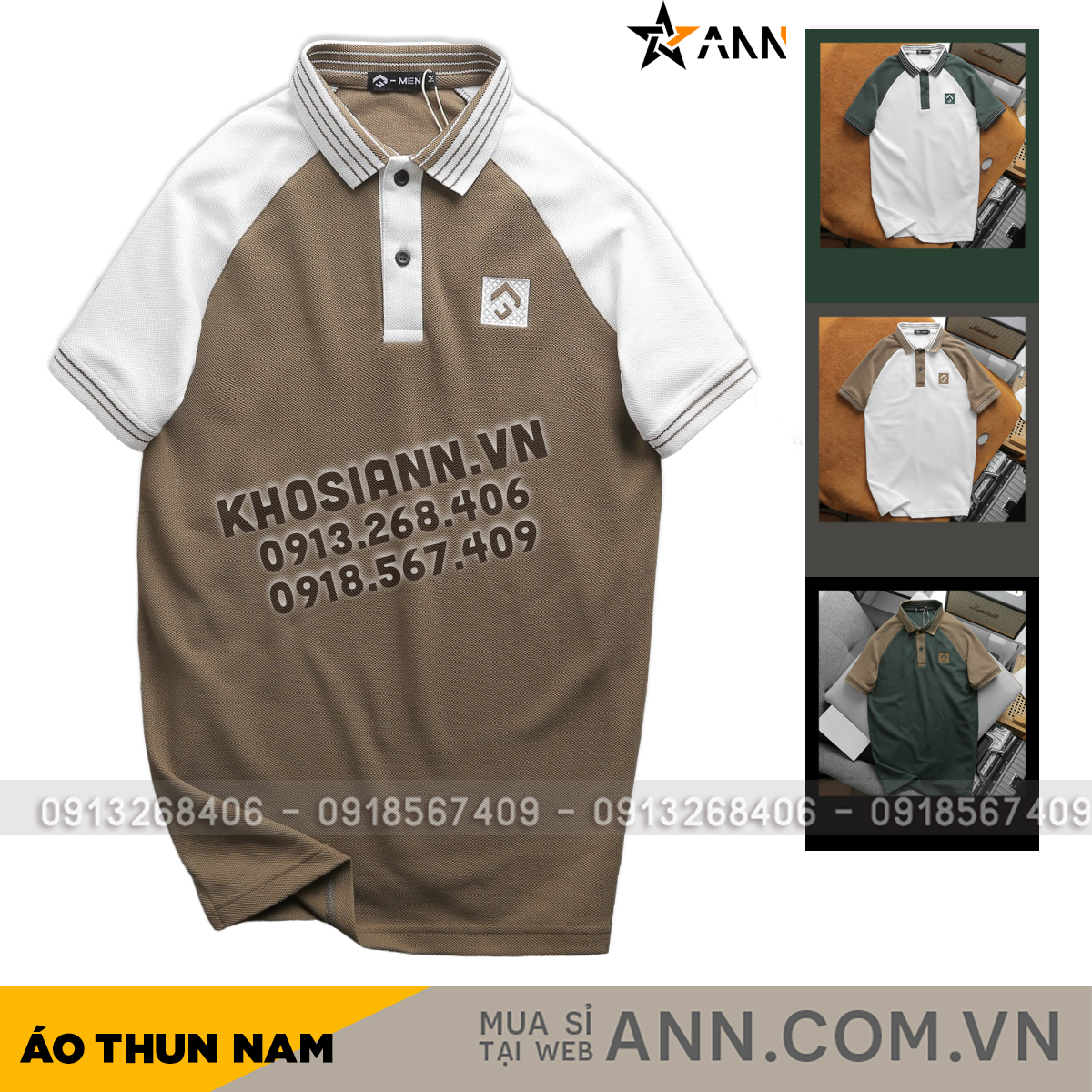 Bỏ sỉ áo Thun Nam Polo Cổ Bẻ Phối Màu Viền Bo Cổ (Có Size 3x)