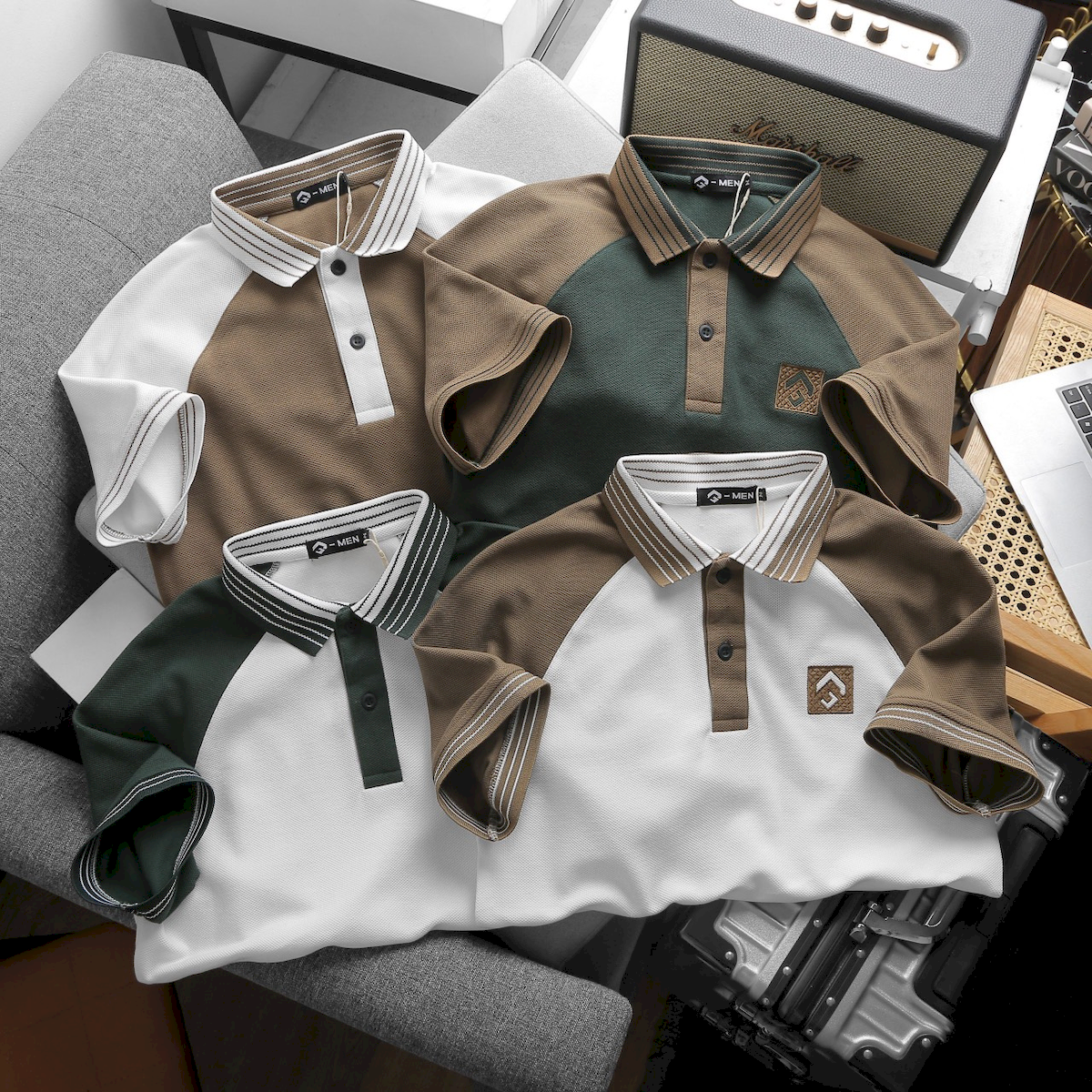Bỏ sỉ áo Thun Nam Polo Cổ Bẻ Phối Màu Viền Bo Cổ (Có Size 3x)
