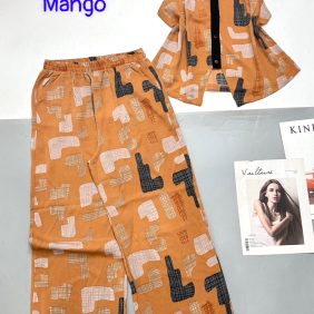 Đồ bộ mango quần dài áo sát nách in nhiều hoạ tiết - DBO4781