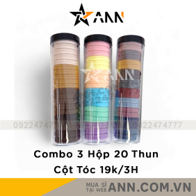 Combo 3 Dây Thun Cột Tóc Co Giãn Mềm Mại - Hộp 20 Dây Thun Buộc Tóc Trơn - Giao Ngẫu Nhiên Hộp 19.5cm - CBCOTTOC01