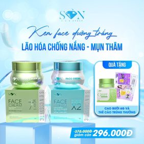 Combo Kem Face Hỗ Trợ Giảm Mụn Xanh Lá + Xanh Biển SON Cosmetic Tặng Cao Bưởi Phiên Bản Mới