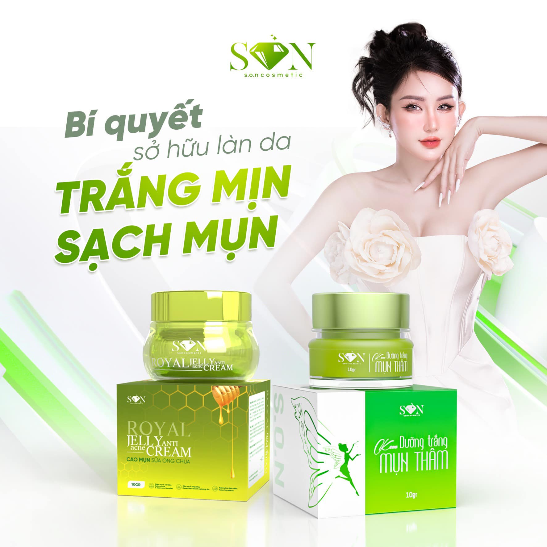 Kho sỉ combo Kem Face Cao Mụn Sữa Ong Chúa + Kem Face Xanh Mụn Thâm SON Cosmetic Kho sỉ combo Kem Face Cao Mụn Sữa Ong Chúa + Kem Face Xanh Mụn Thâm SON Cosmetic
