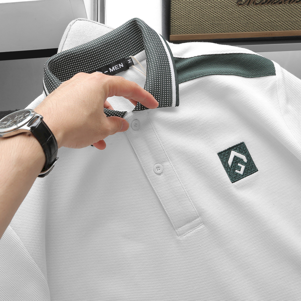 Shop sỉ áo Thun Nam Cổ Bẻ Thêu Nổi Logo Lục Giác (Có size 3x)