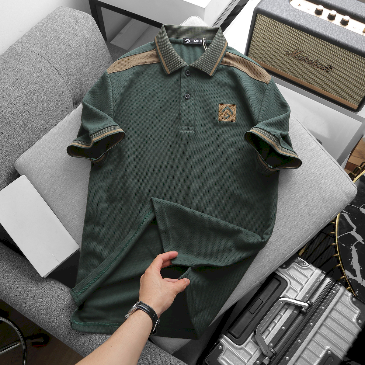 Shop sỉ áo Thun Nam Cổ Bẻ Thêu Nổi Logo Lục Giác (Có size 3x)