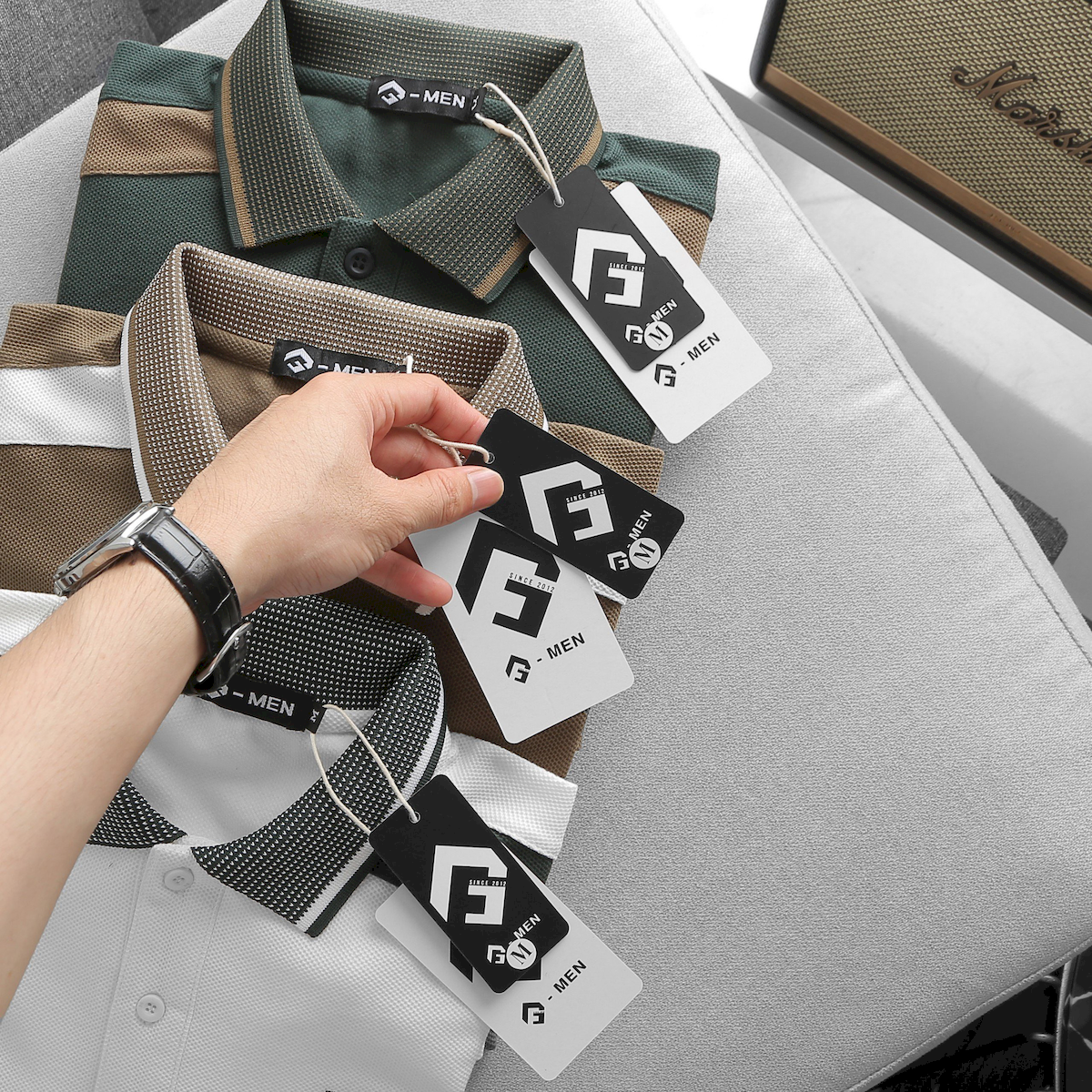 Shop sỉ áo Thun Nam Cổ Bẻ Thêu Nổi Logo Lục Giác (Có size 3x)