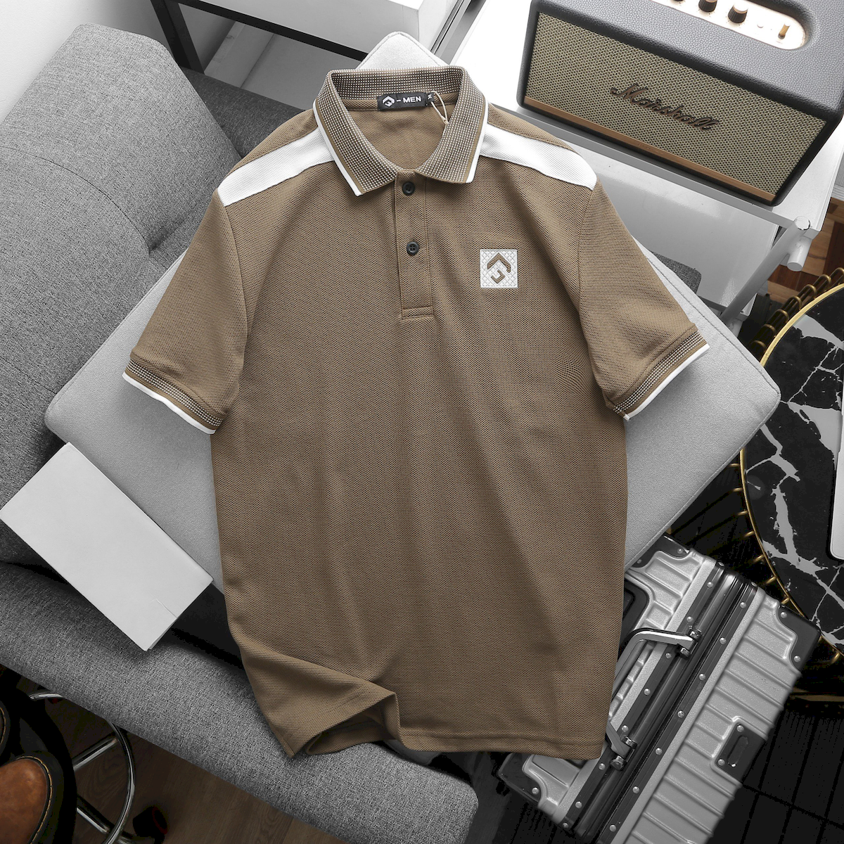 Shop sỉ áo Thun Nam Cổ Bẻ Thêu Nổi Logo Lục Giác (Có size 3x)