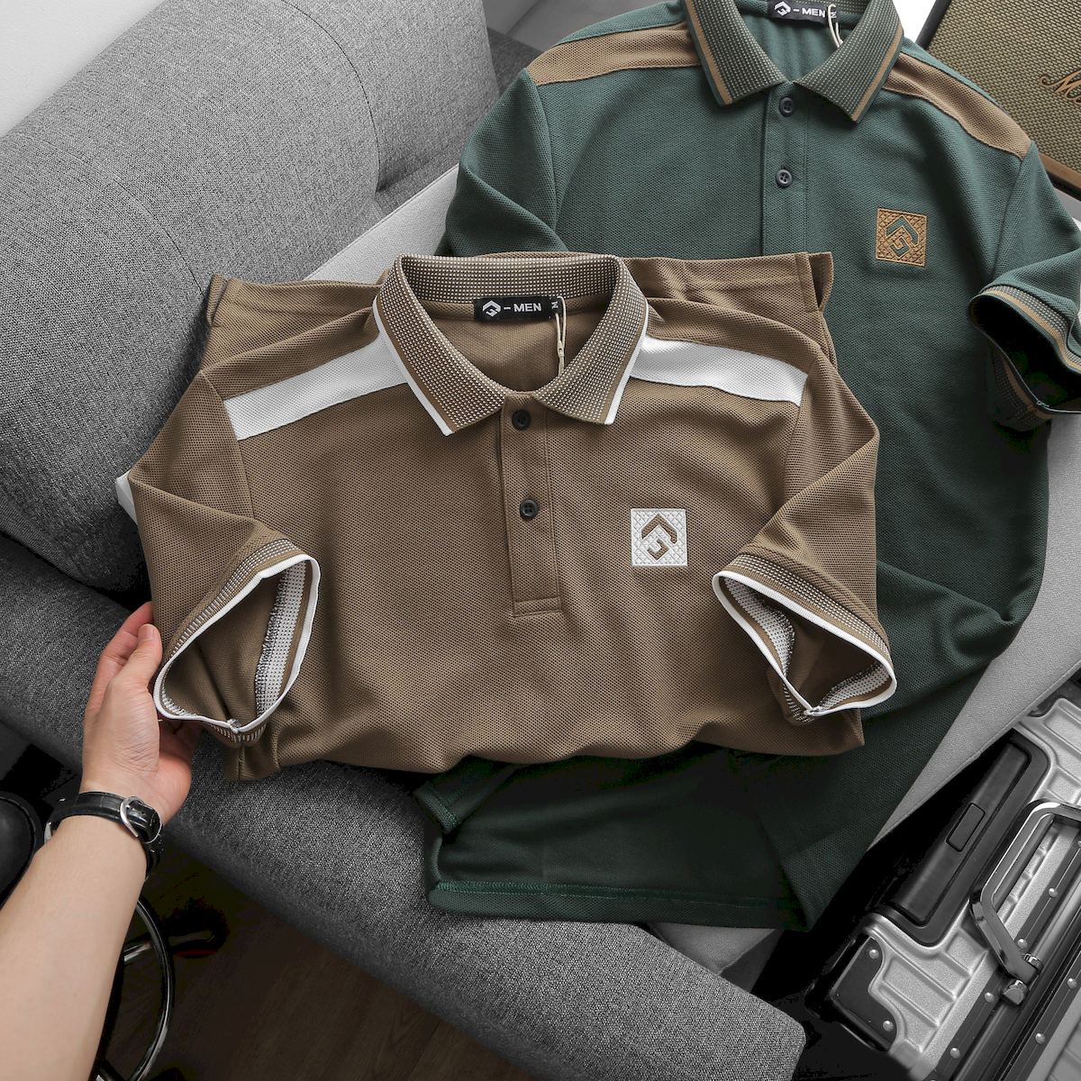 Shop sỉ áo Thun Nam Cổ Bẻ Thêu Nổi Logo Lục Giác (Có size 3x)