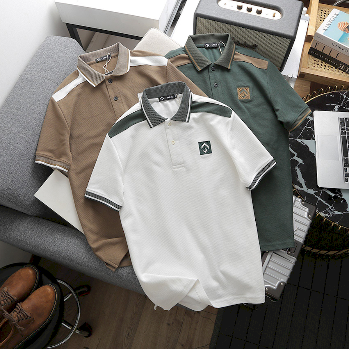 Shop sỉ áo Thun Nam Cổ Bẻ Thêu Nổi Logo Lục Giác (Có size 3x)