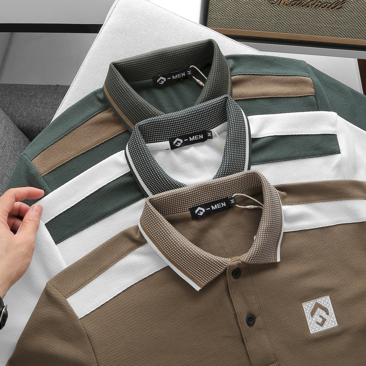 Shop sỉ áo Thun Nam Cổ Bẻ Thêu Nổi Logo Lục Giác (Có size 3x)