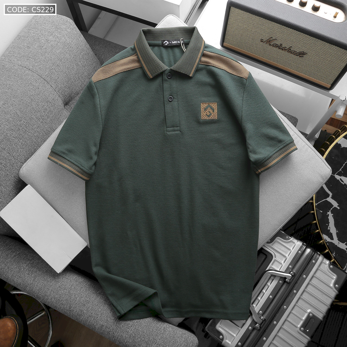 Shop sỉ áo Thun Nam Cổ Bẻ Thêu Nổi Logo Lục Giác (Có size 3x)