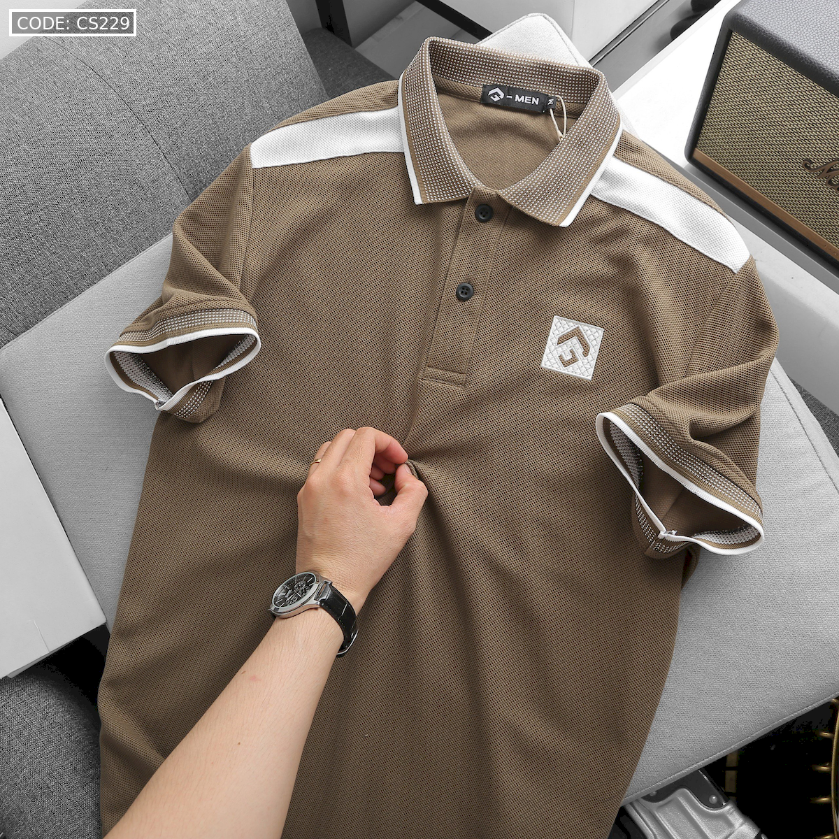 Shop sỉ áo Thun Nam Cổ Bẻ Thêu Nổi Logo Lục Giác (Có size 3x)