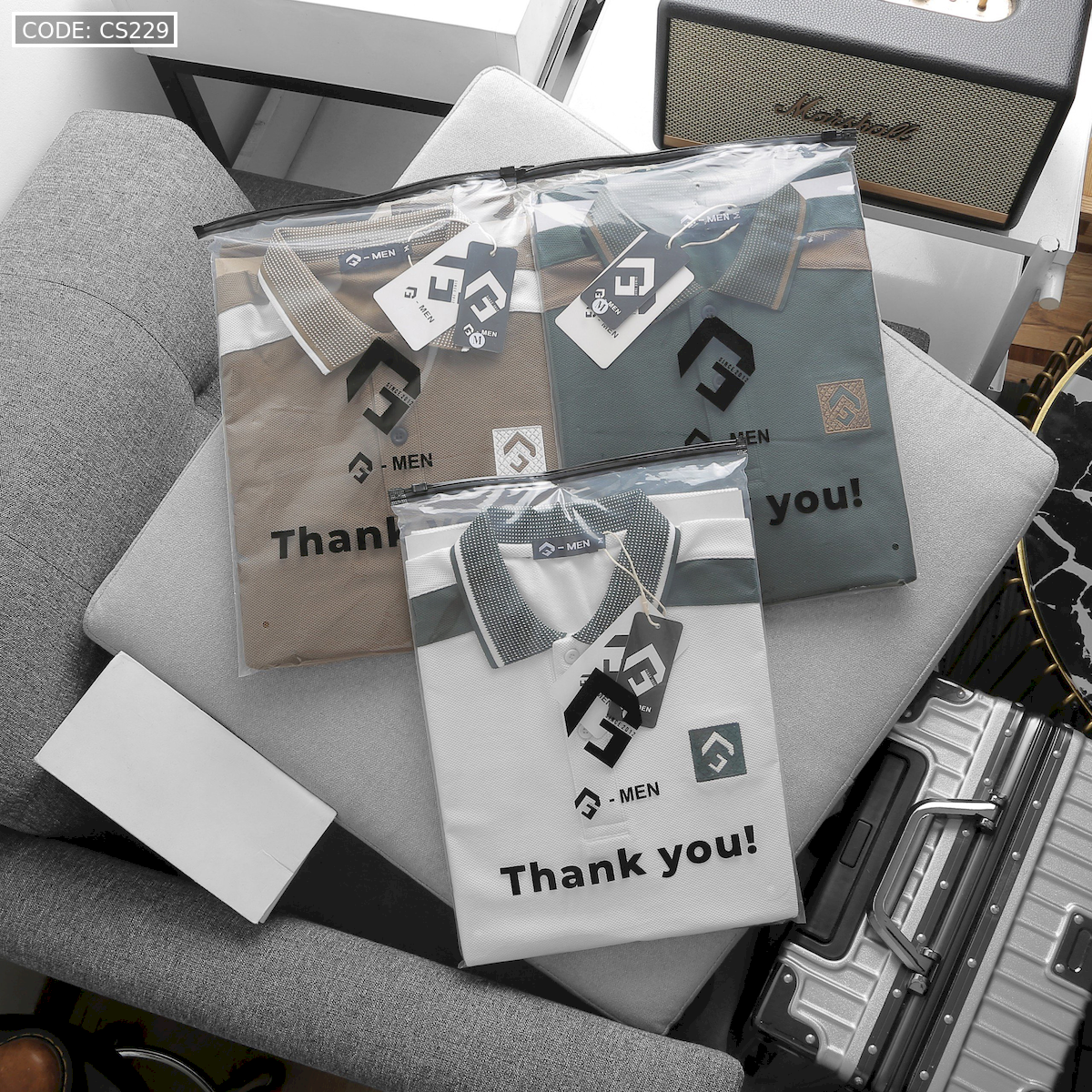 Shop sỉ áo Thun Nam Cổ Bẻ Thêu Nổi Logo Lục Giác (Có size 3x)