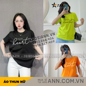 Áo Thun Nữ Cổ Tròn In Chữ Follow Your Heart Size L (50-75kg) - AG1429