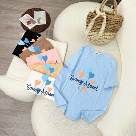 Áo Thun Thái Nữ Cổ Tròn Form Suông In Hình Bong Bóng Sunny Mood Size M(40-60kg) - AG1435