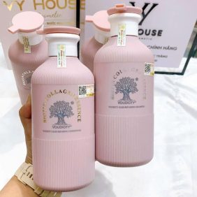 Combo Dầu Gội Xả Biotin Màu Hồng Collagen Essence Pink Voudioty 500ml