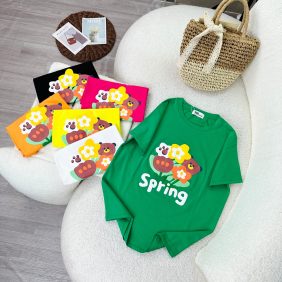 Áo Thun Thái Nữ Cổ Tròn Form Đại In Hình Gấu Nâu Spring Size XL (65-85kg) - AG1440