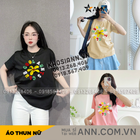 Áo Thun Thái Nữ Cổ Tròn Form Đại In Hình Bông Hoa Size XL(65-85kg) - AG1442