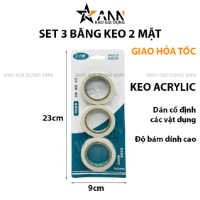 Set 3 Cuộn Băng Keo 2 Mặt - Cuộn Keo 23X9 Cm - BK2M01
